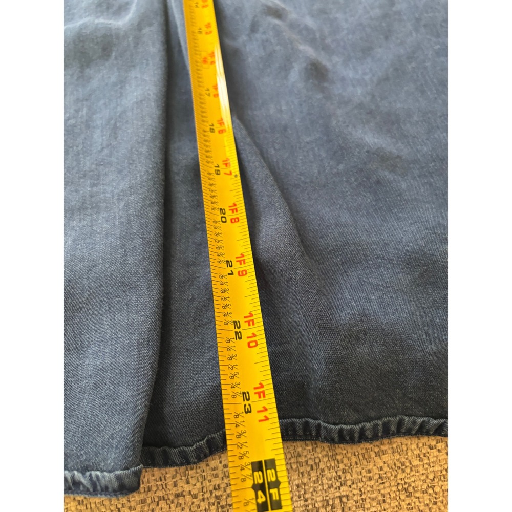 Old Navy Lyocell Peasant Blouse Large Blue Boho Coastal Chambray Top - Picture 9 of 9
